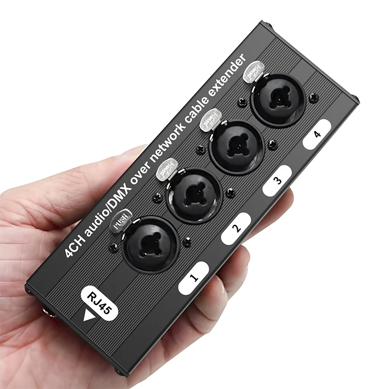 Комплект из 2-х XLR аудиопередатчиков-приемников (мужской и женский) для передачи данных по Ethernet через кабель RJ45 Cat6 на расстояние до 100 м (330 футов), 4-канальный, 3-контактный (art.: 3920d7ce664bb) - 3920d7ce664bb