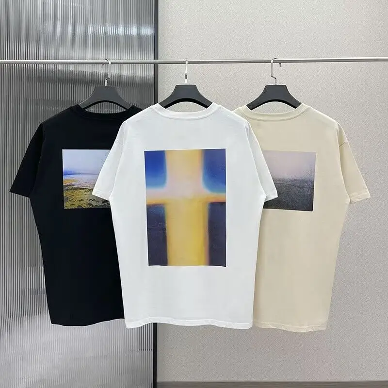 

Essentials T-Shirt Fashion Oversized Back Landscape Print Short Sleeve Tees Street Hip Hop Men and Women Cotton Brand Shirts Hot