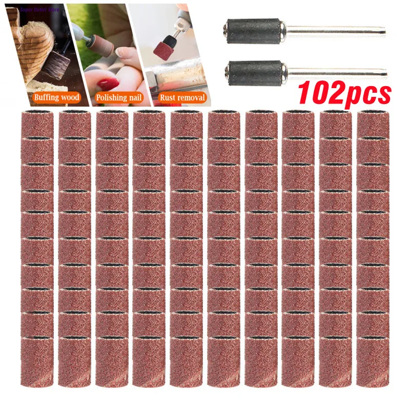 

Ring Bits Brushes Rotary Dremel Drums Tools Sanding Mandrels Sand Sand Band Abrasive Sleeves 102pcs Drill Kit Sanding Nail For