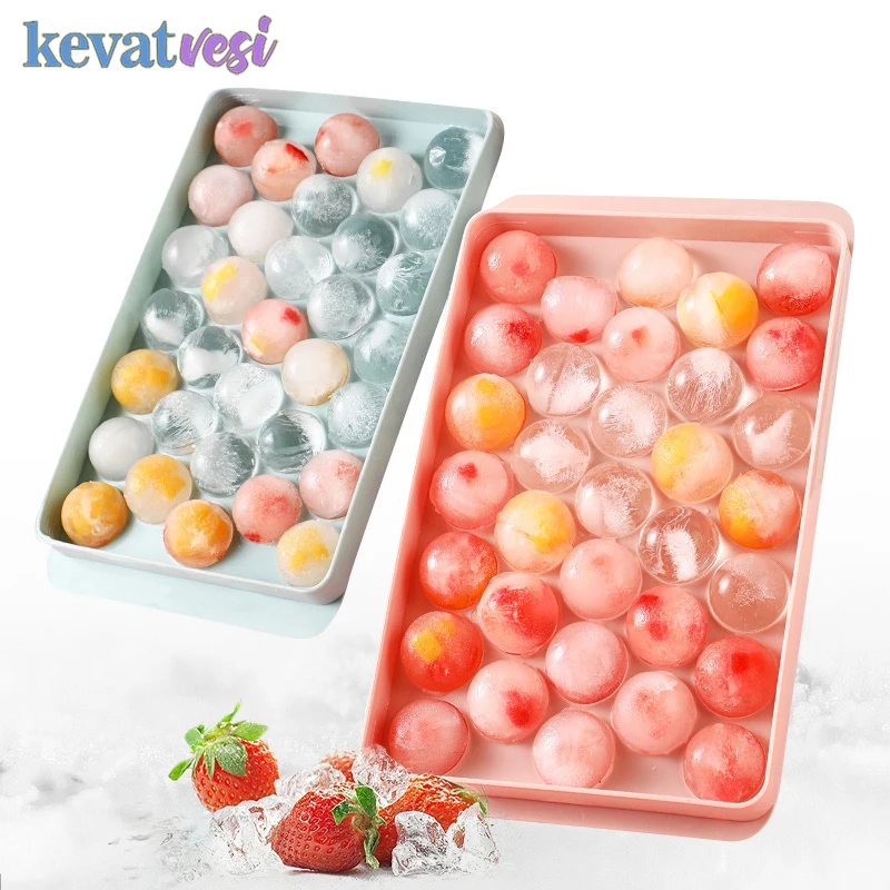 

33 Grids Round Ice Ball Maker Plastic Ice Cube Tray with Lid Hockey Ice Cube Molds DIY Homemade Ice Mould for Bar Kitchen Tools