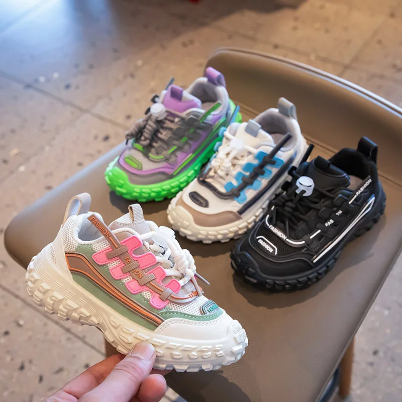 

Children's Sports Shoes Color Mesh Girls Daddy Shoes 2023 New Spring and Autumn Boys Breathable Mesh Shoes Tide