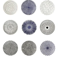 nordic creative geometric design plates underglaze ceramic handmade dinner serving dish plate round kitchen tableware home decor