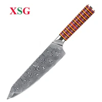 xsg meat cleaver damascus japanese chef knife vg10 steel high quality kiritsuke knife rainbow g10 handle kitchen accessories