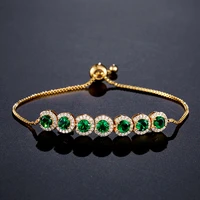 elegant female green crystal bracelet fashion jewelry exquisite luxury gold color tennis bracelets chain wedding party gifts
