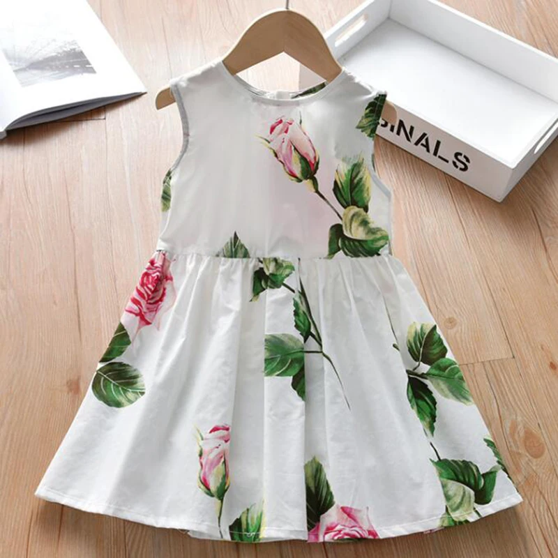 

Детское хлопковое платье без рукавов, с принтом