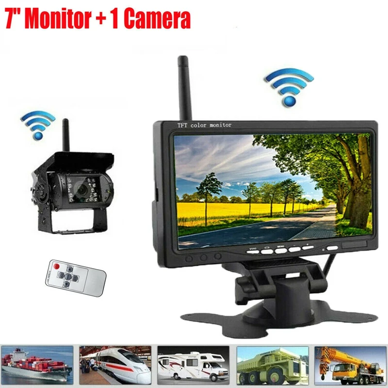 Wireless Rear View Camera Infrared Lights Night Vision For Trucks RV 7Inch Car Monitor With Reverse Lmage System 12-24V