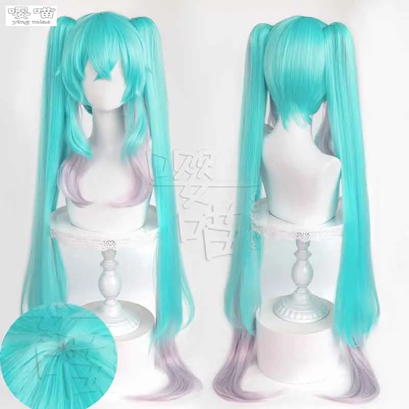 2024 Vocaloid Miku Косплей Парик 120 СМ Двухцветный Двойной Конский Хвощ Термостойкие