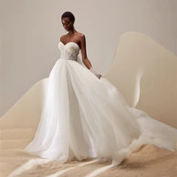 ueteey elegant a line wedding dress sleeveless sweetheart tulle bridal gown 2022 lace up back civil bridal gown vestido de noiva