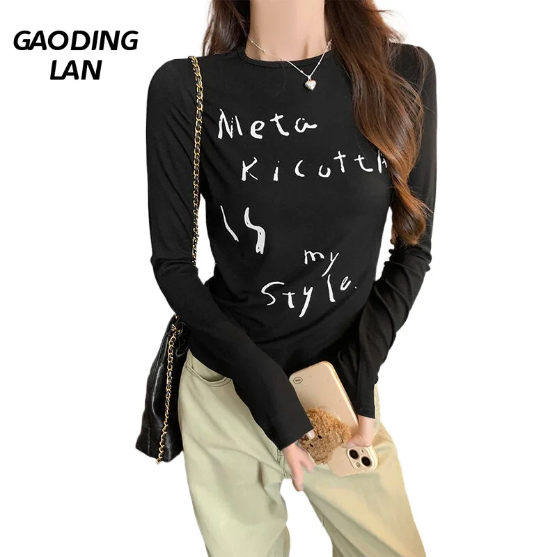 Осень-зима новые женские топы с длинными рукавами креативный буквенный принт