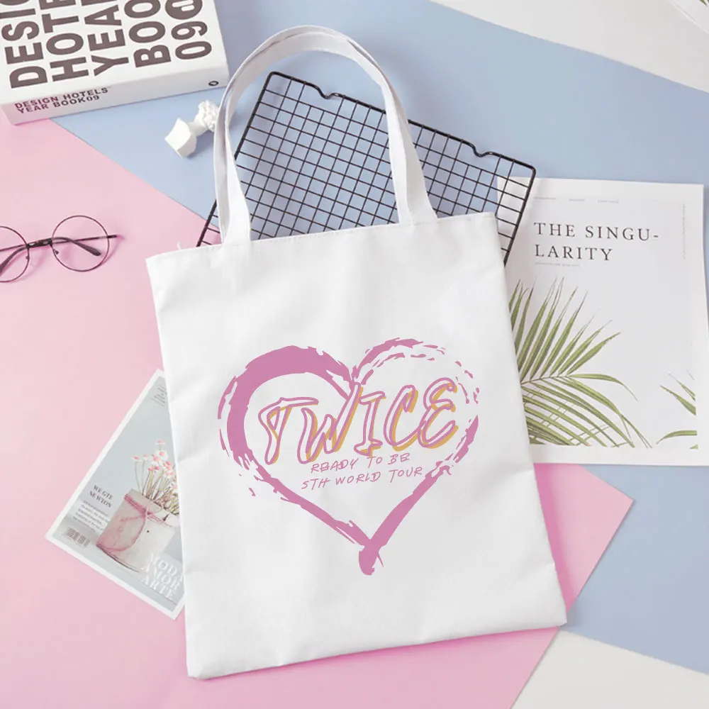 Kpop двухслойная Холщовая Сумка на плечо с принтом Nayeon Jeongyeon Momo Sana Love вместительная