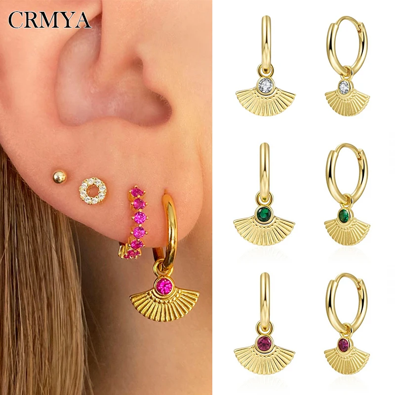 

CRMYA Gold Silver Filled Drop Earrings for Women Piercing Color CZ Zircon Shell Dangle Earrings 2022 Women Jewelry Wholesale