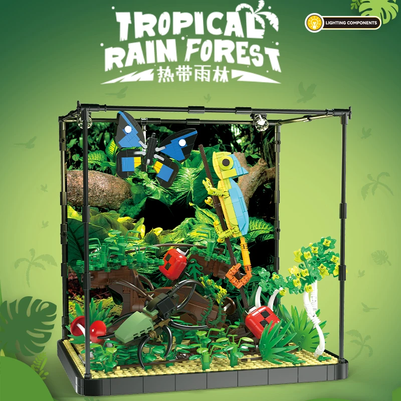 

Креативный пейзаж для альпинизма, тропический лес, настольная модель, строительный блок, украшение, пазл, игрушки для детей, подарки