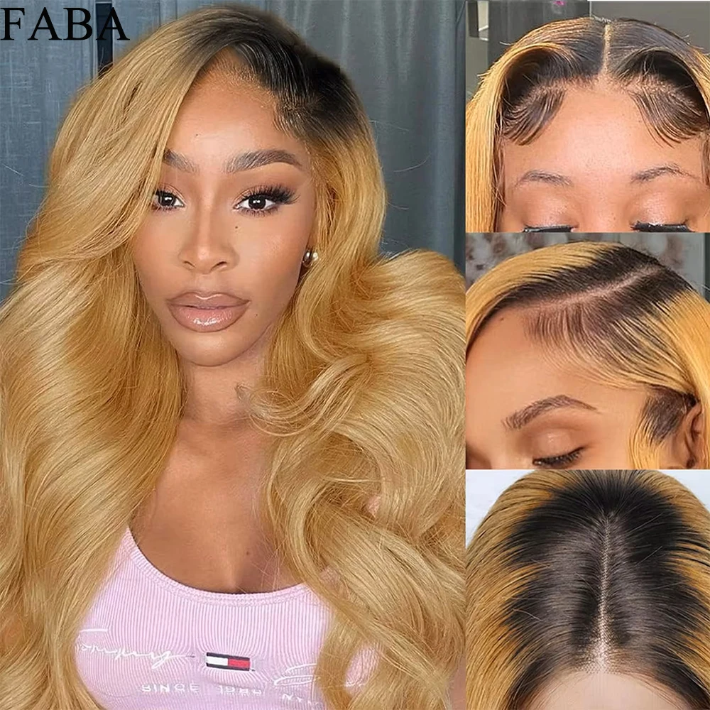 FABA Тело Волна Кружева передние парики человеческие волосы черные корни 180%