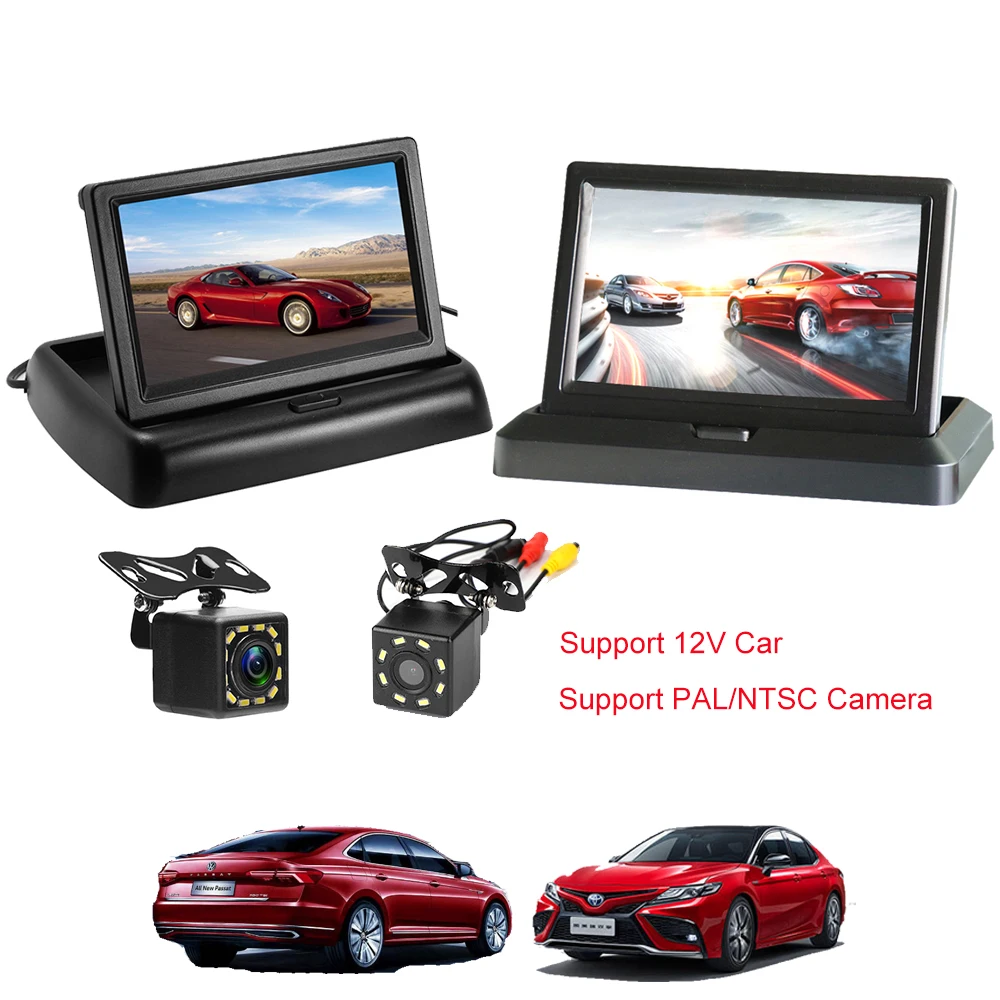 

Bileeko 4.3‘’HD Foldable Car Rear View Monitor Reversing LCD TFT Display Night Vision Backup Rearview Camera