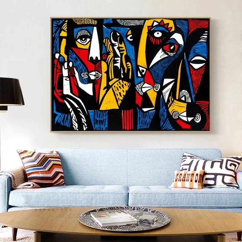 Красочные абстрактные лица Picaso плакат печать современное художественное