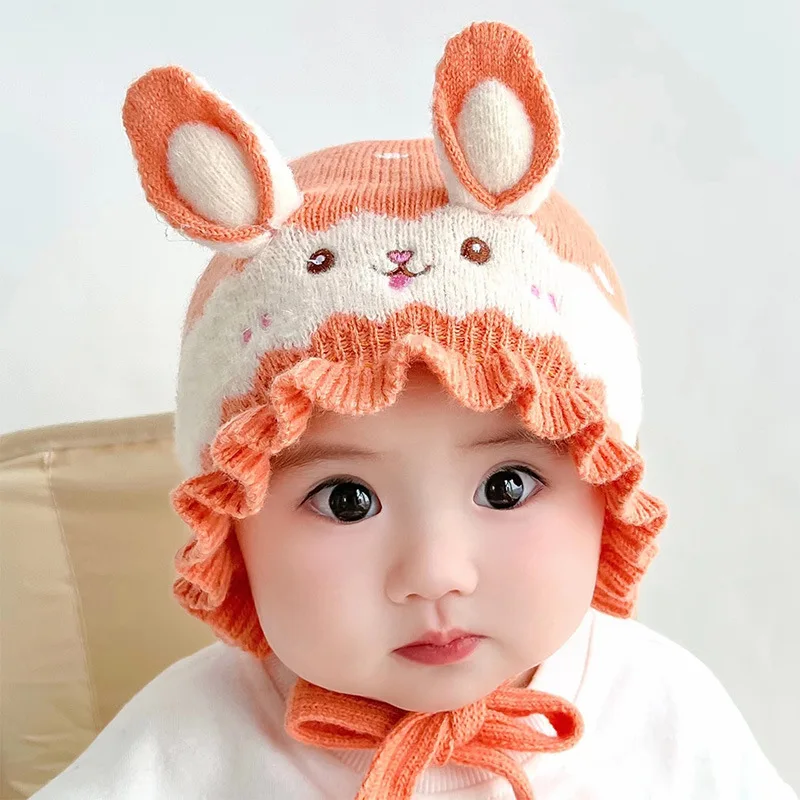 

3-20 Months Baby Crochet Earflap Bunny Hats Rabbit Ears Beanie Cap Winter Warm Knit Bonnets for Toddlers Girls Boys Freeshipping