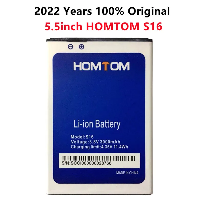 

100% Original S16 Battery 3000mAh Replacement 5.5inch HOMTOM S16 Mobile Phone Battery