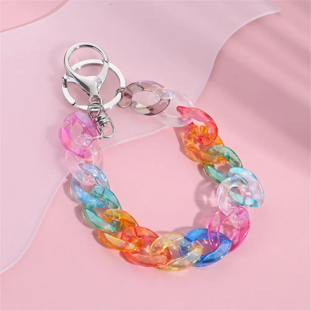 Fashion Jewelry Colorful Keys Rope Girls Lady Phone Lanyard Acrylic Chain Phone Case Hanging Cord Mobile Phone Chain