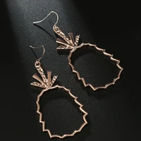 fashion cute sweet alloy hollow pineapple metal fruit earrings jewelry for women girl friends gifts