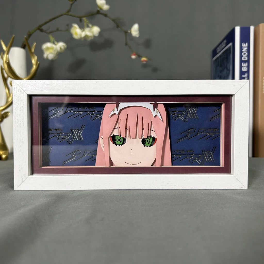 

Дальний в Franxx, ноль, два глаза, лицевая лампа для комнатного декора, лайтбокс, манга, 3d, бумажная вырезка, «сделай сам», настольная лампа, искусственная деревянная коробка