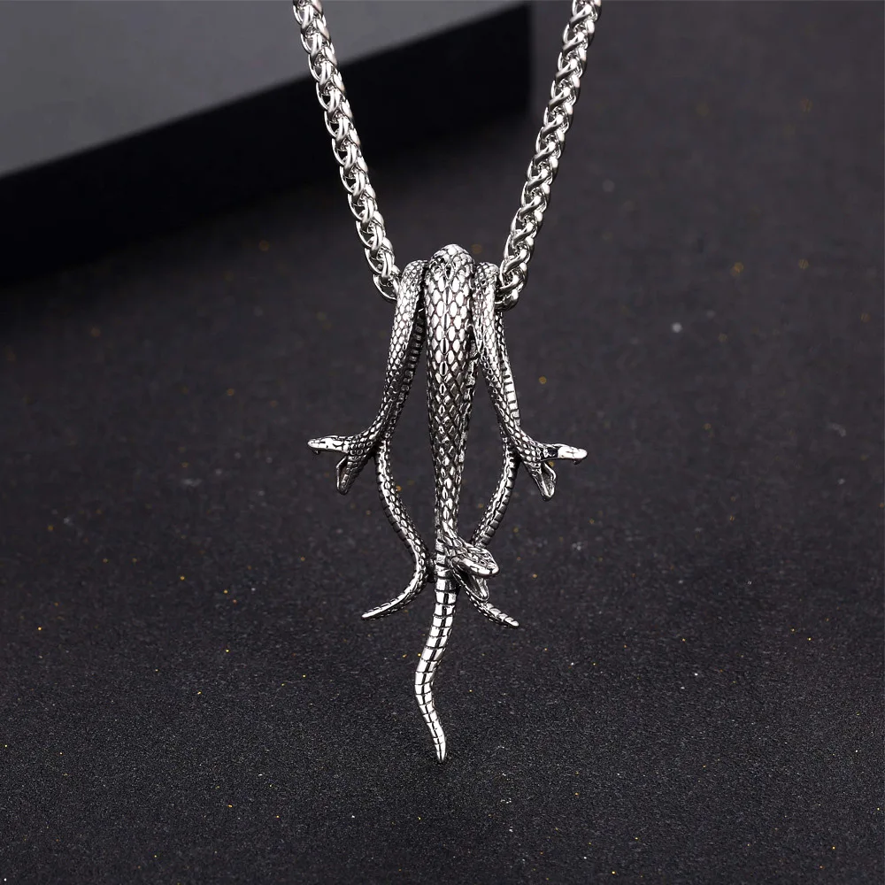 

Gothic Snake Pendant Necklace Never Fade 316L Stainless Steel Mamba Snake Necklace for Men Women Punk Biker Jewelry Wholesale