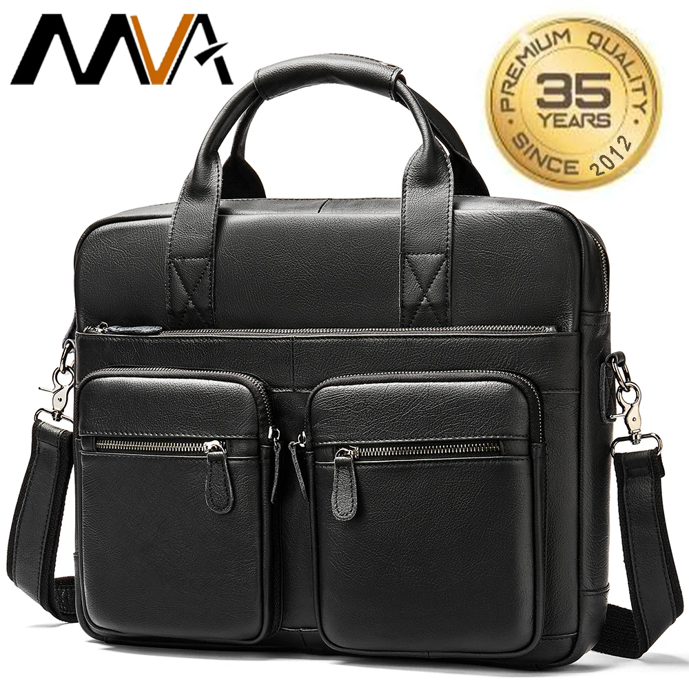 MVA Настоящая кожа Портфель сумка для ноутбука мужская через плечо для документов тоут сумочка подарок любимому мужчине New 7412