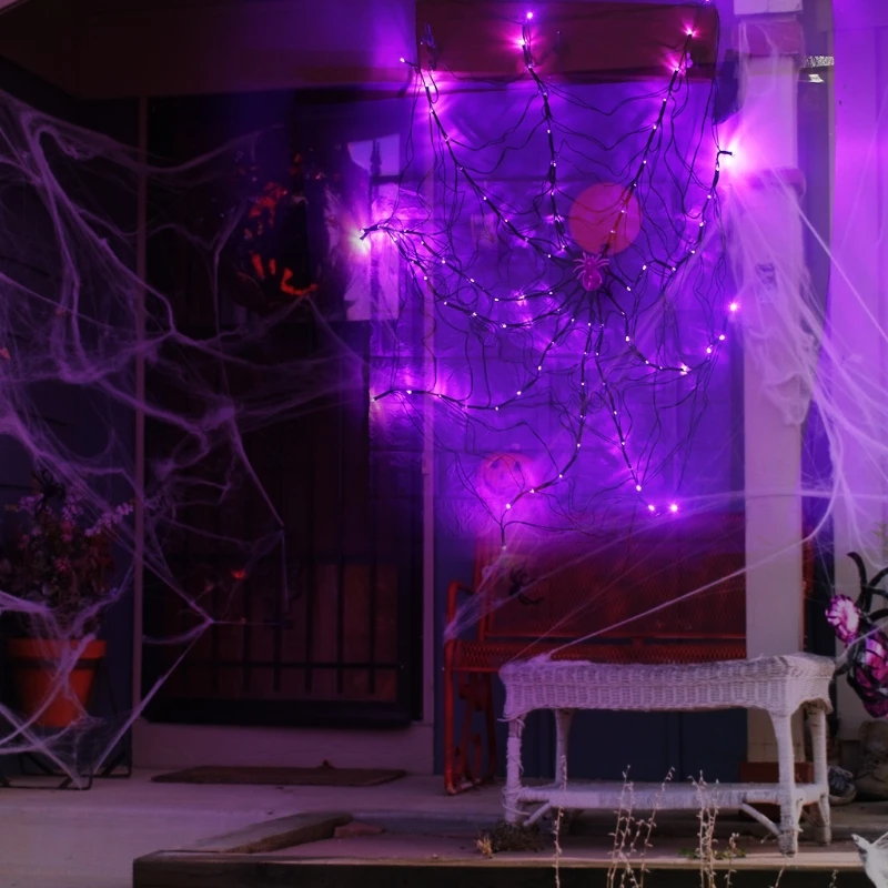 Сеточка-паук на Хэллоуин Светодиодная лента фиолетового цвета для вечерние НКИ