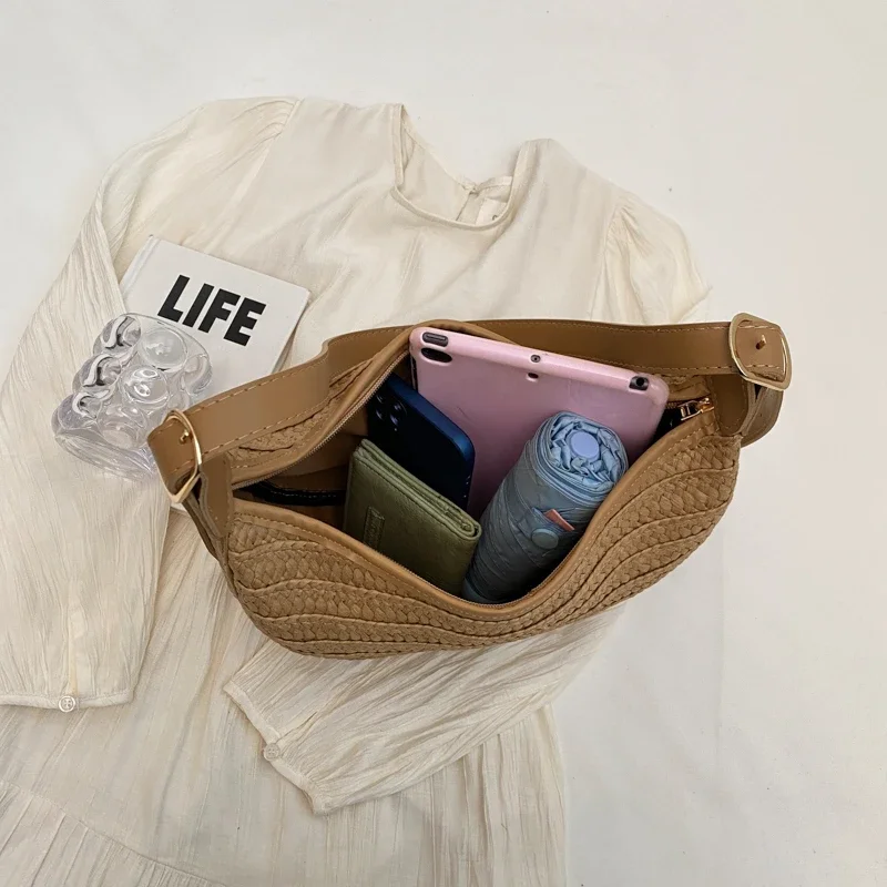 Сумка кросс-боди Женская соломенная саквояж большой вместимости дизайнерский
