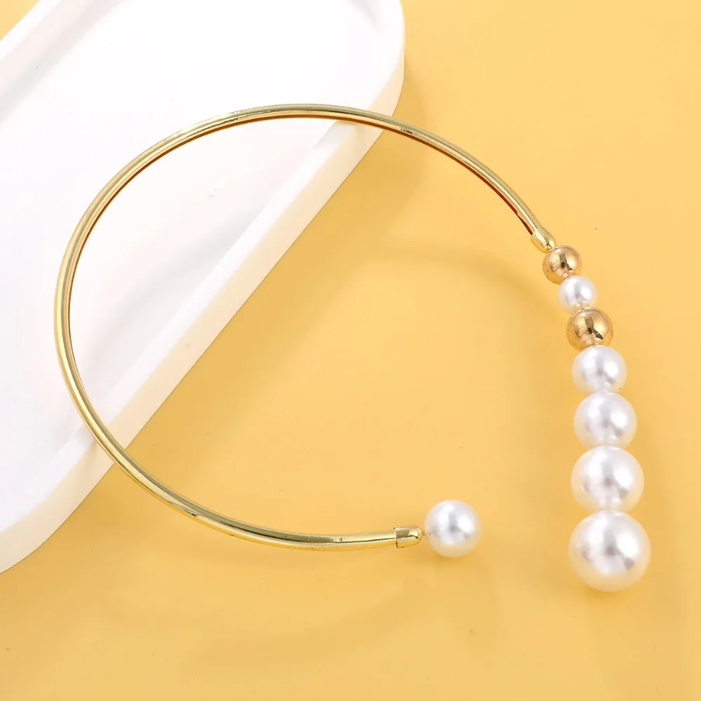 

Metal Torques Simulated Pearl Women Clavicle Link Chain Link Choker Choker Necklace Neck Jewelry
