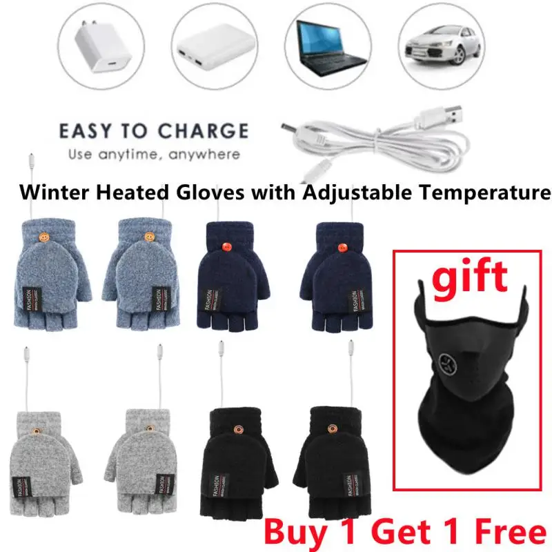 

USB Charging Heating Gloves Warm Thermal Gloves Five Fingers Touch Screen Heating Pads For Winter Outdoor Indoor Activities