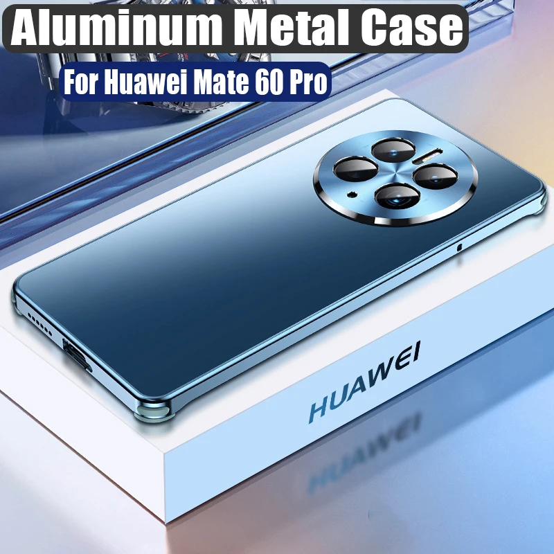 Модный блестящий алюминиевый металлический чехол для Huawei Mate 60 Pro сильная