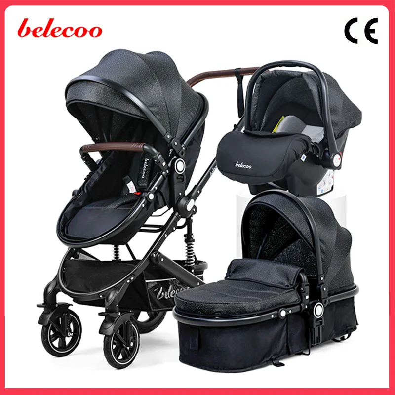 

Коляска Belecoo 3 в 1, детская складная коляска, подходит для новорожденных, прогулочная
