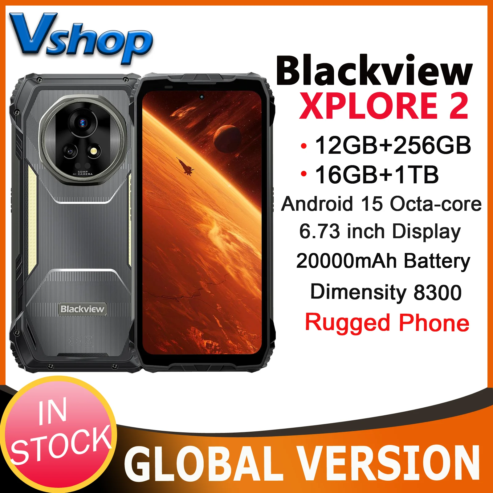 Blackview XPLORE 2 Rugged Phone 16GB+1TB 6.73” AMO