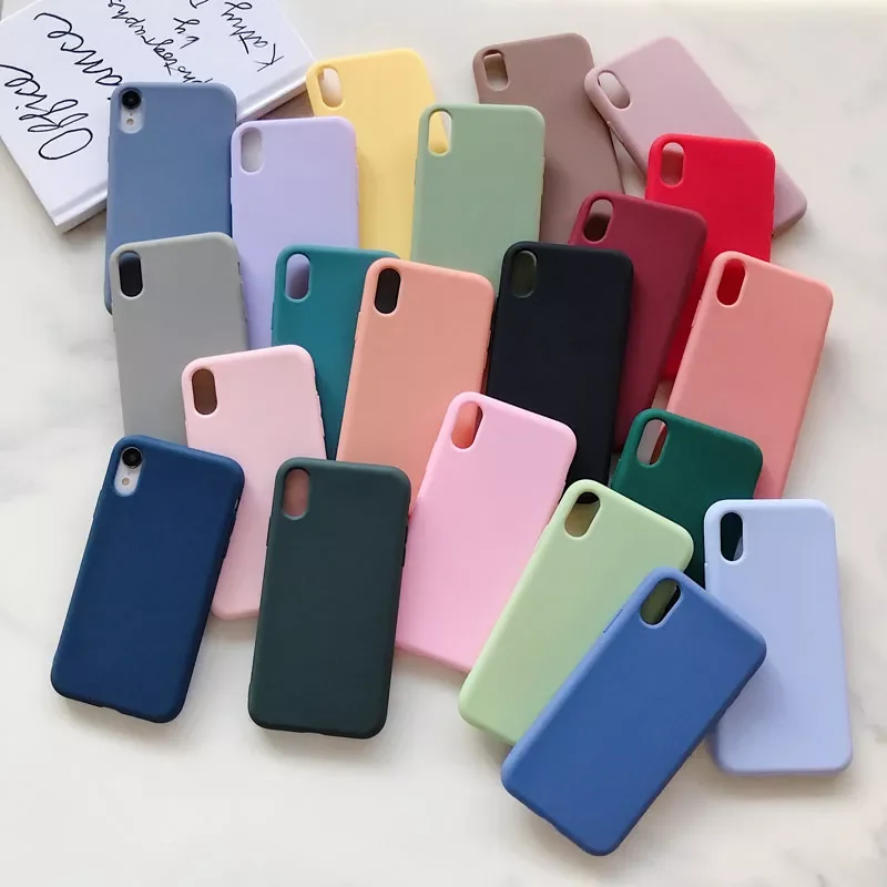 

matte silicone phone case on for huawei P smart plus p20 p30 p8 p9 p10 lite 2021 2018 2019 candy color soft tpu back cover funda