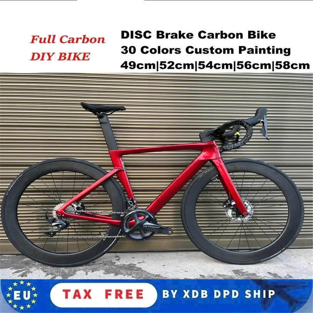 

All Red Road Carbon Bike Complete Bike Glossy with 105 R7020 Groupset C60 Ace Carbon Wheelset DPD