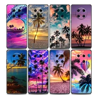 phone case for huawei y6 y7 y9 2019 y6p y8s y9a y7a mate 10 20 40 pro lite rs silicone case cover summer talls sea palm trees