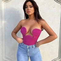 european and american style 2022 summer new womens fashion one word collar sexy low cut short open back slim t shirt women