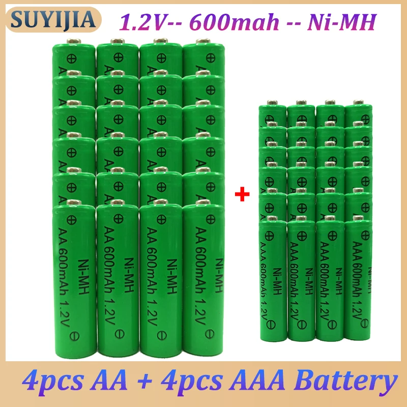 

New 1.2V 1-24pcs AAA+AA Battery 600mAh NI-MH Rechargeable Battery for Toy Game Console Flashlight MP3/MP4 LED Electric Shaver