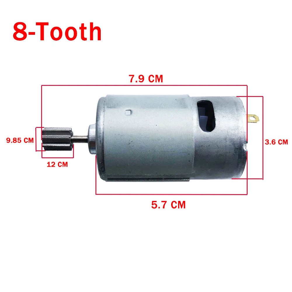 

6V 12V 24V 8 Teeth RS550 Ride On Power Wheel Kids Electric Toy Car Servo Motor Engine,8 Gear Motor for Baby Toys