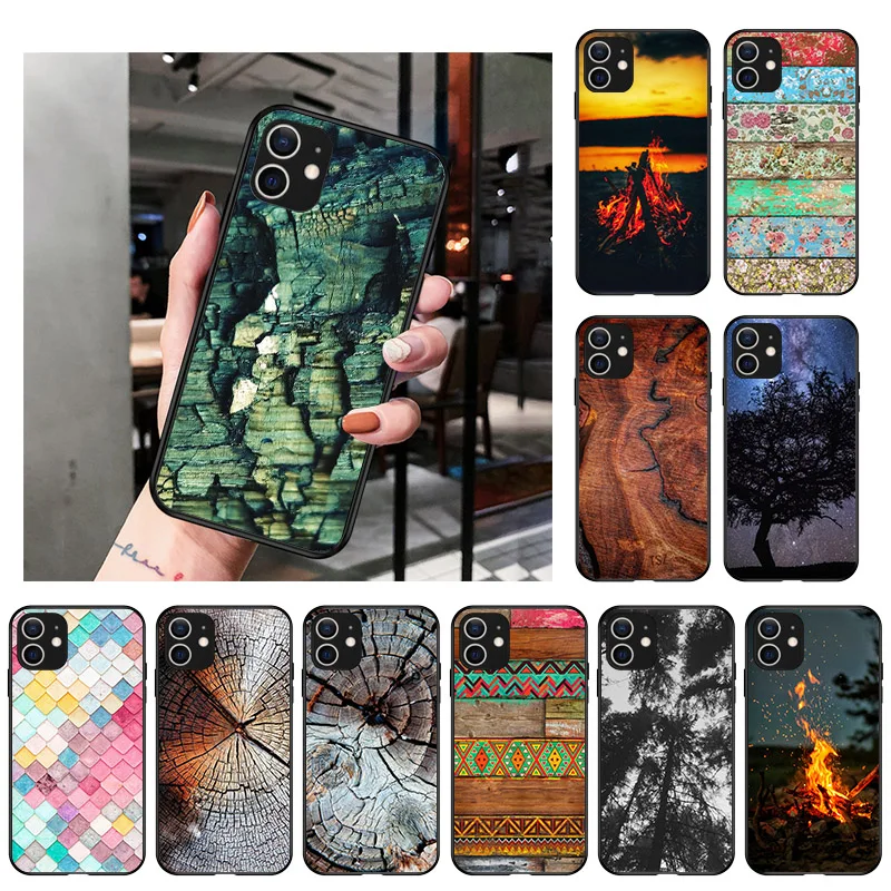 

Wood Crack Textures Art Soft Black Phone Case For iPhone 13 12 Pro XS Max X XR 7 8 6 6S Plus 12 13 Mini 11 Pro Max SE 2020 Cover