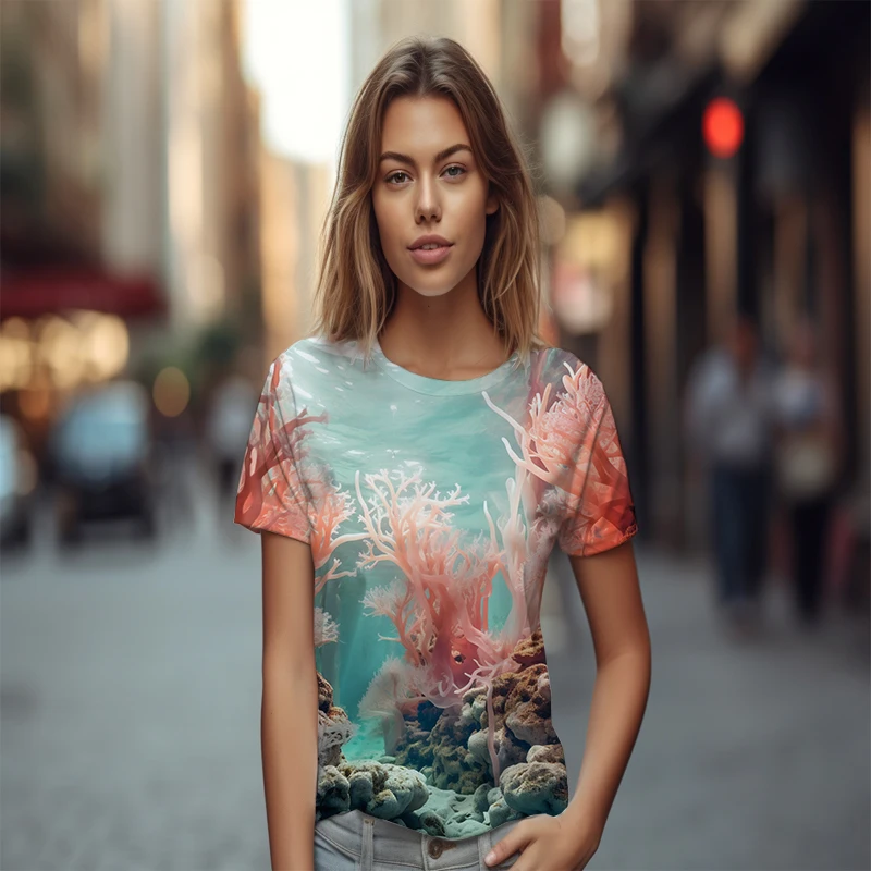 

Hot Sale Fashion Casual Short-sleeved T-shirt Ladies Sports Comfortable T-shirt Street Popular 3D Printing T-shirt