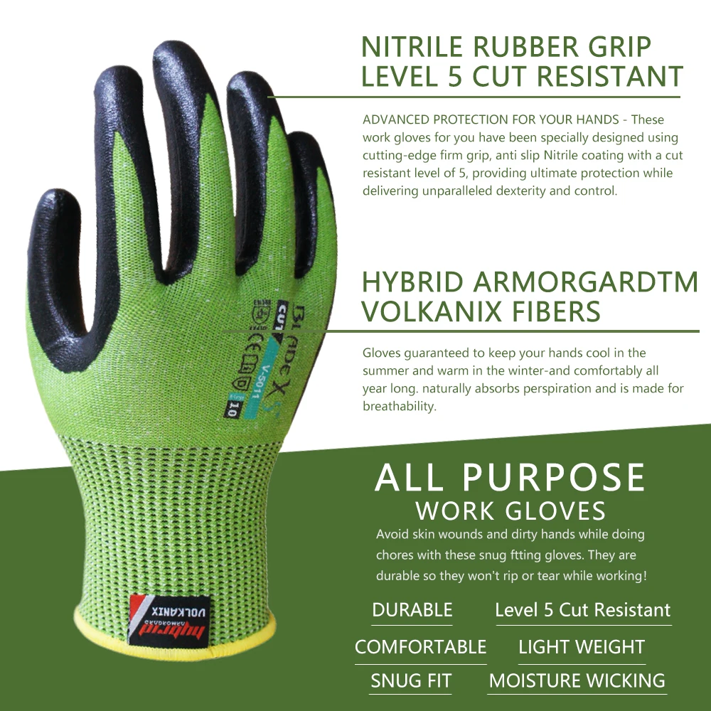 

Level 5 Anti- Cut Garden Gloves Gardening Nitrile Rubber Gloves Quick Easy To Plant for Digging Planting Garden Tools Drop Ship