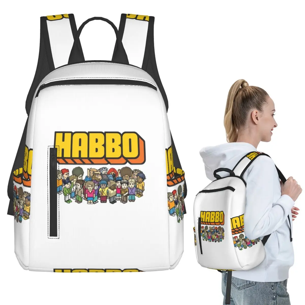 Фото Рюкзак Game Habbo Hotel, студенческая сумка для книг, школьная сумка для мальчиков и девочек, сумки через плечо для ноутбука, мужские и женские сумки №1