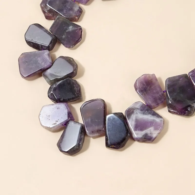 

14x20mm-15x25mm Natural Amethysts Crystal Stone Spacer Loose Beads Flat Irregular Shape DIY Jewelry Accessories 28Pcs h1169