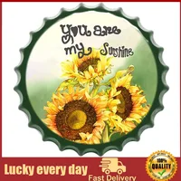 You Are My Sunshine Retro Bottle Caps Metal Tin Signs Sunflower Bathroom Decor Rustic Farmhouse Country Home Wall For Living