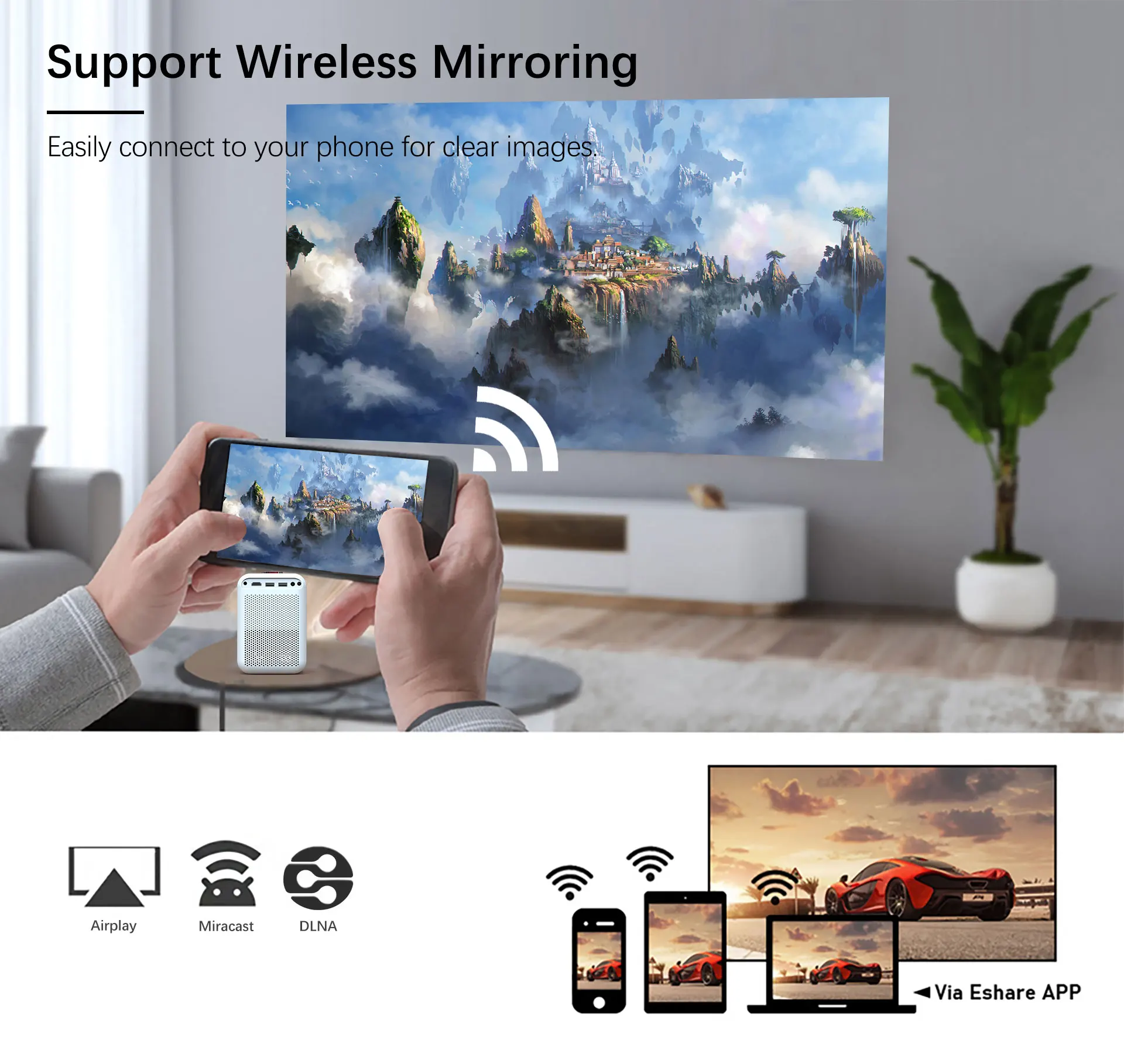 Touyinger ET31 Android проэктор Short Focus video проектор 5G Wifi Portable Projector 4K LED smartphone Beam for Home Theater movies