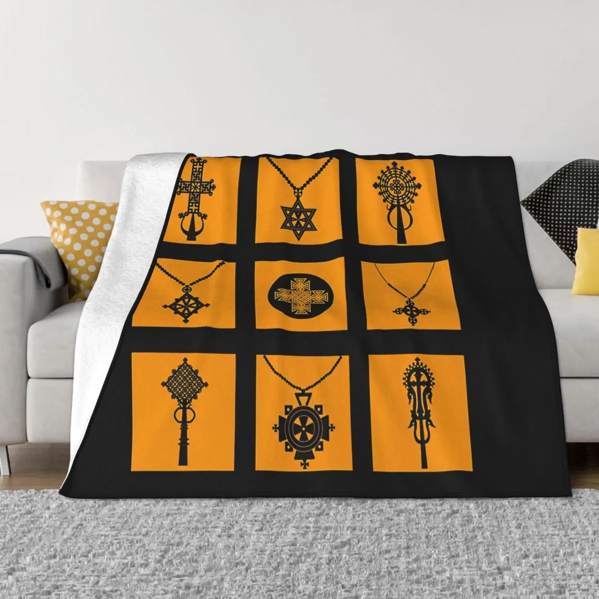 

Ethiopian Cross Art Ethiopia Blanket Flannel Spring Autumn Orthodox Cross Warm Throws For Winter Bedding