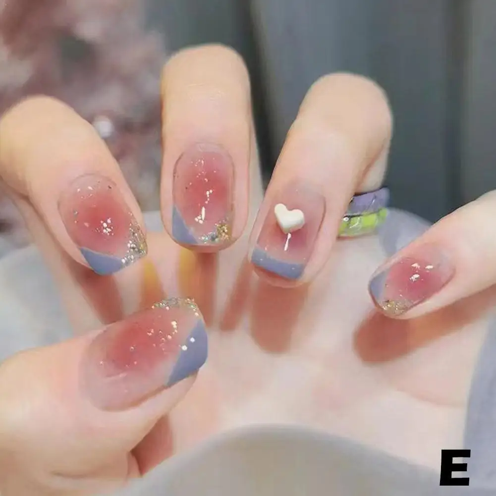 

Artificial Nails Mid-length Fake Nails Gradient Wear Stickers Finished Coffin Nails Press On Fake Nail Nails P2J7