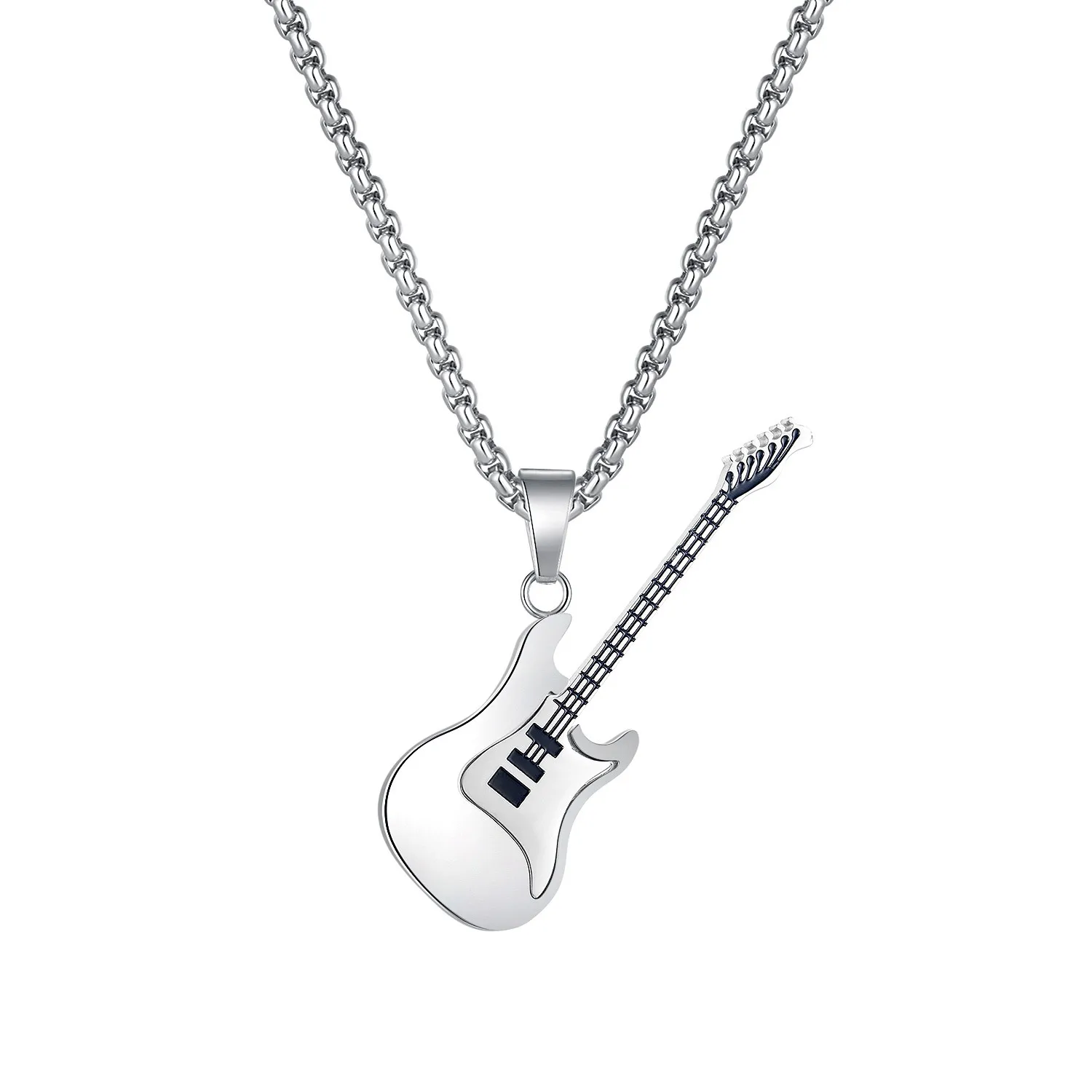 

Hip Hop Men Guitar Pendant Necklace Stainless Steel Jewelry for Men T-shirt Accessories Gift for Boys