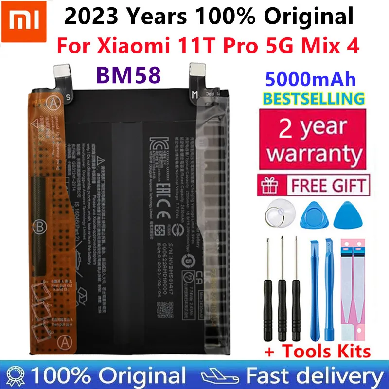 

100% Original Xiaomi 11T Pro 5G Mix 4 Mix4 Rechargeable Battery BM58 Cellphone Built-in Li-lon 5000mAh Replacement Batteries